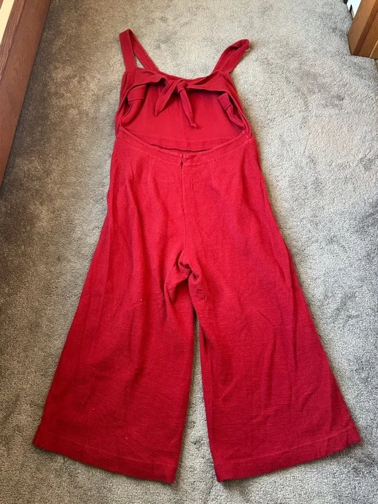 Madewell Texture & Thread Red Apron Bow-Back Jumpsuit SIZE 16 - Picture 8 of 10